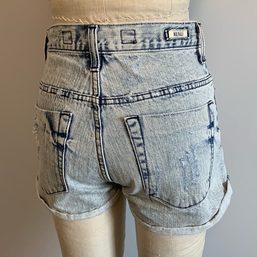 Melville Cut-Off Denim Shorts Jorts Jean Shorts Destroyed Women’s Small Italy - Picture 10 of 10